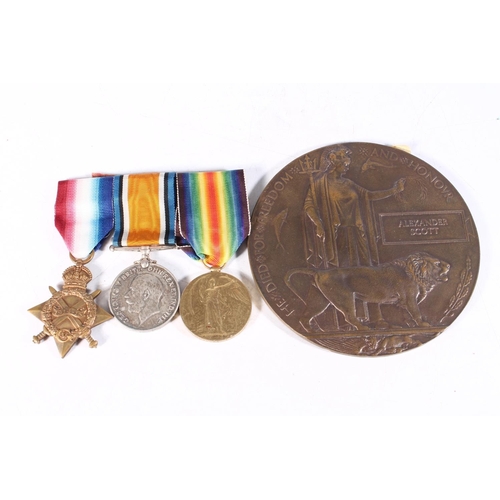 1199 - Medals of 9555 Private Alexander Scott of the 1st Battalion King's Own Scottish Borderers KOSB, who ... 