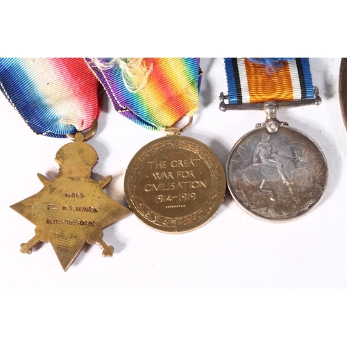 1200 - Medals of 15863 Private Donald Stuart Munro of the 2nd Battalion King's Own Scottish Borderers KOSB,... 