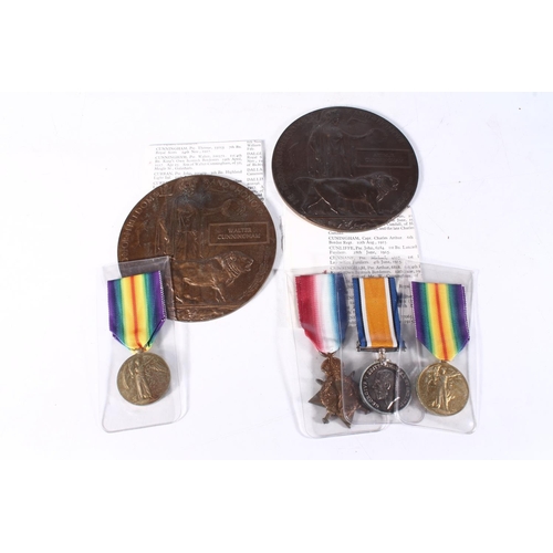 1201 - Family group of WWI war medals to two brothers including:Medals of 6818 Private Arthur Cunningham of... 