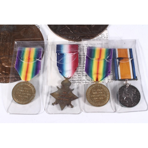 1201 - Family group of WWI war medals to two brothers including:Medals of 6818 Private Arthur Cunningham of... 