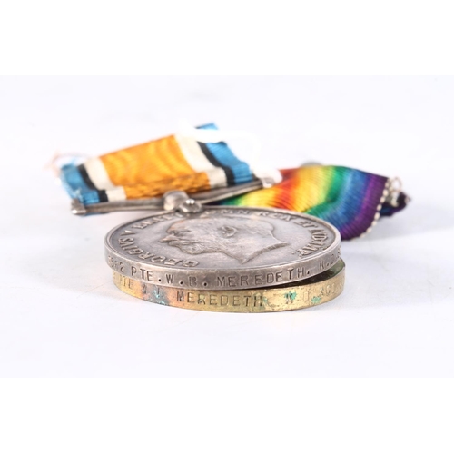 1360 - Medals of 7562 Private W B Meredeth of the Kings Own Scottish Borderers, comprising WWI war medal an... 