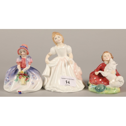 14 - Three Royal Doulton figurines Home Again HN2167, Monica HN1467, and Amanda HN2996