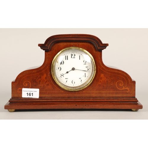 161 - Antique mantel clock with walnut and marquetry inlay