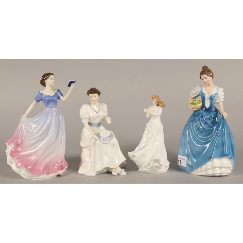 17 - Four Royal Doulton figurines including Sweet Poetry HN4113Helen HN3601, Jean HN3757, and Thank You H... 