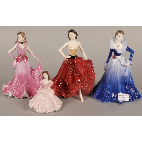 21 - Four Coalport figurines including Ladies of Fashion Patricia with certificate, Annr, Dorothy, and Vi... 