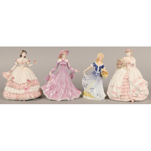 22 - Three Coalport figurines including Rose, Olivia, Many Happy Returns, and a Renaissance Petite Ladies... 