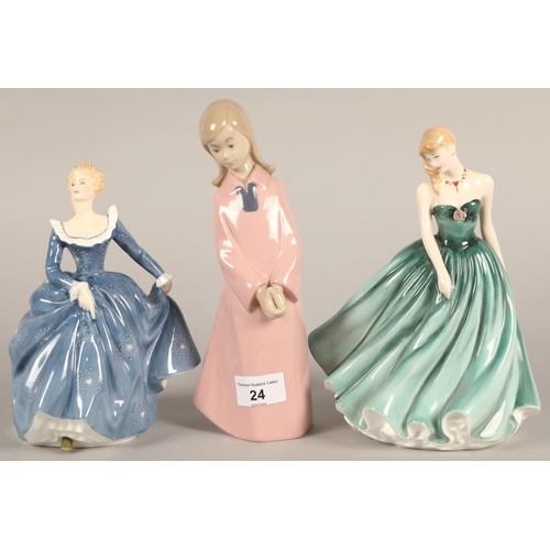 24 - Royal Doulton figurines Sarah HN3978 with certificate, Fragrance HN2334, and a Rex figure of a girl