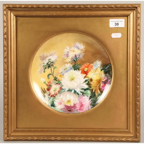 30 - Gilt framed Noritake floral still life wall plate, 35.5cm x 35.5cm including frame