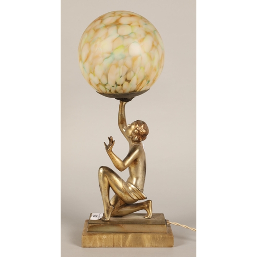 32 - Art Deco style table lamp on marbled stone base