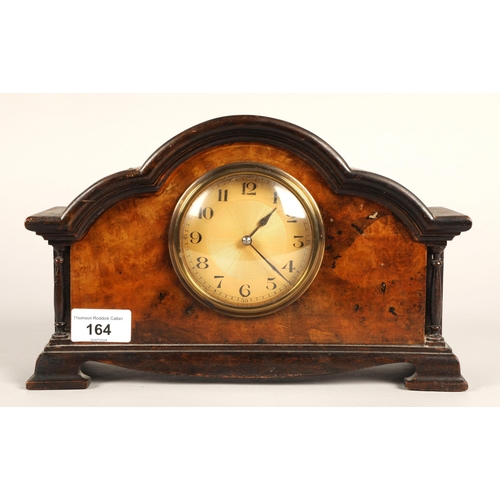 164 - Mahogany and walnut antique mantel clock