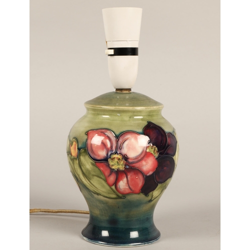 167 - Moorcroft lamp, base 16cm h, with original shade