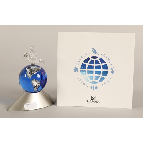 172 - Swarovski Crystal Planet Vision 2000 dove on globe, with box