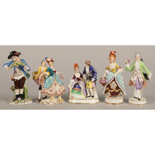 178 - Five continental figurines including Capodimonte and others