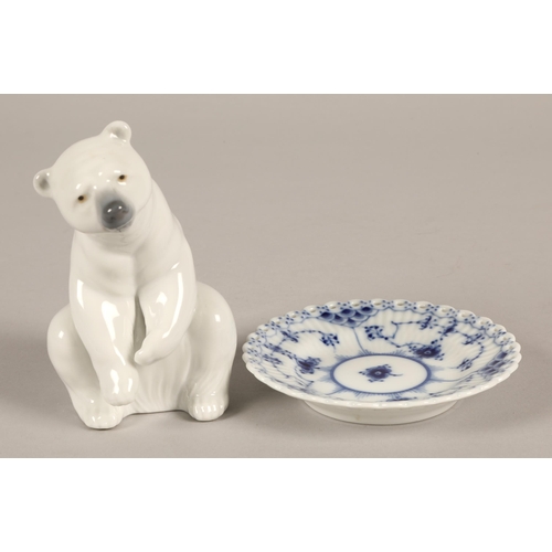 208 - A Lladro polar bear and a Royal Copenhagen pin dish