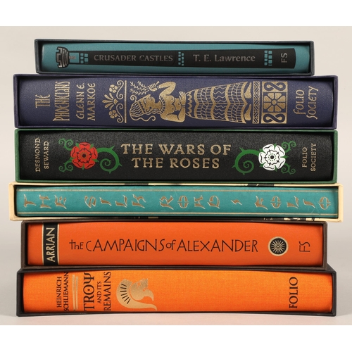 237 - Six Folio Society books to incl. The Campaigns of Alexander, Troy and its Remains, Cr... 