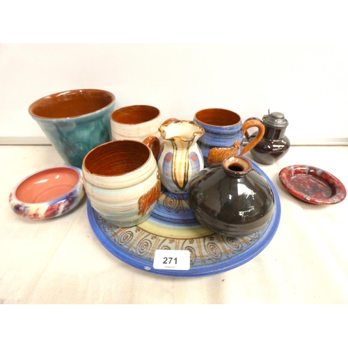 271 - Various Studio pottery to include Wold, Helmsley mugs, vases etc.