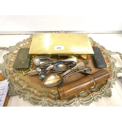 275 - Various EPNS cutlery, cigar box, glasses, trinket etc.