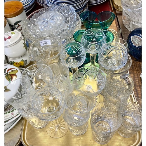 303 - Various cut glass crystal to include water glasses, jug, bowls, goblets, etc 