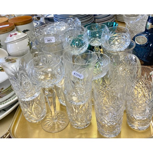 303 - Various cut glass crystal to include water glasses, jug, bowls, goblets, etc 