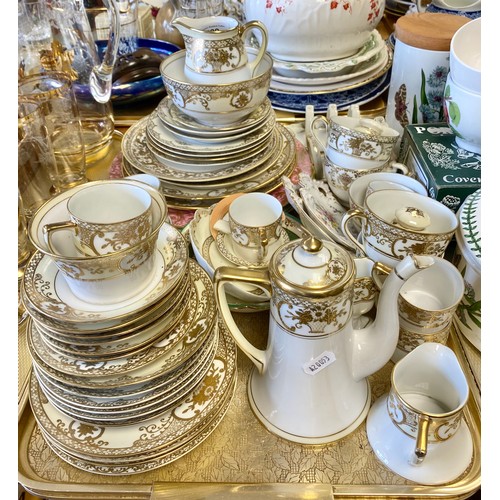 299 - Noritake gilt part tea service, Dresden dishes, various decortaive plates, etc