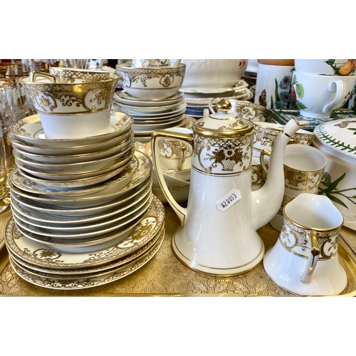 299 - Noritake gilt part tea service, Dresden dishes, various decortaive plates, etc