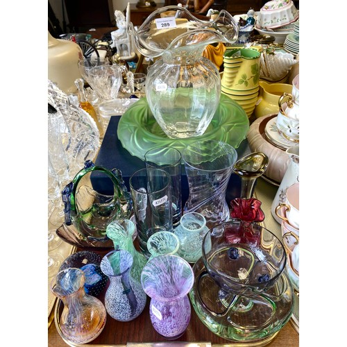 289 - Assorted glass to include Caitnness vases, Caithness paperweight, cased set of six Rockingham Crysta... 