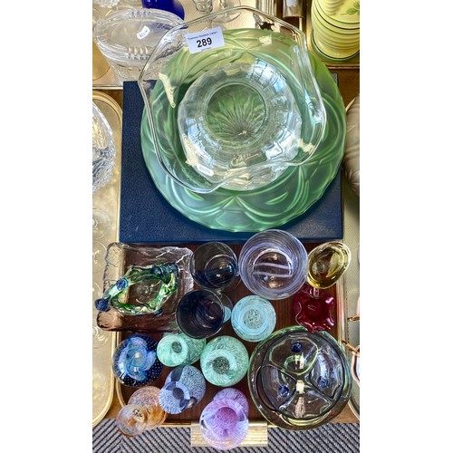 289 - Assorted glass to include Caitnness vases, Caithness paperweight, cased set of six Rockingham Crysta... 