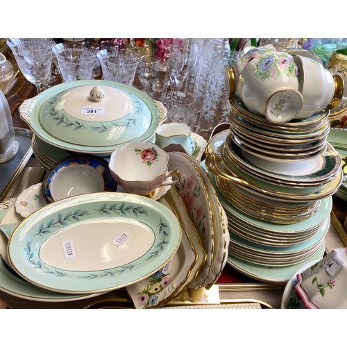 281 - Assorted teaware and dinnerware to include Aynsley, Carlton Ware, Johnson Bros, etc