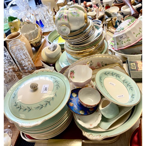 281 - Assorted teaware and dinnerware to include Aynsley, Carlton Ware, Johnson Bros, etc