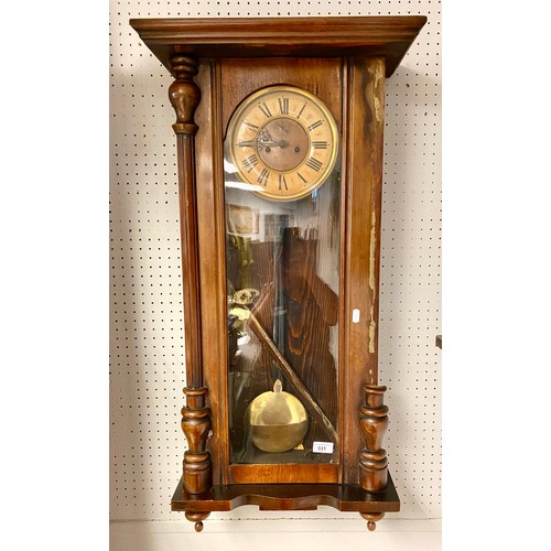 331 - Cased wall clock, approx. 90cm high