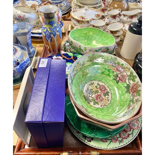 273 - Assorted Maling lustre items to include plate and bowl etc, boxed pair Edinburgh Crystal cut glass w... 