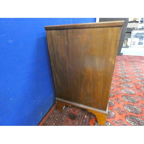 350 - 19th century mahogany chest of drawers, of small proportions with three pine lined drawers, on brack... 