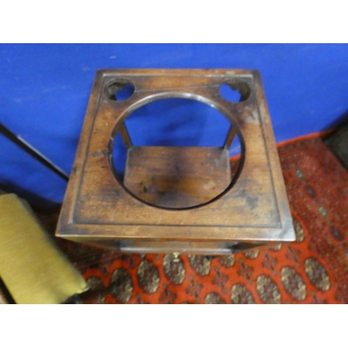 351 - Georgian mahogany washstand, of square form with open apertures to the top, above drawer and underti... 