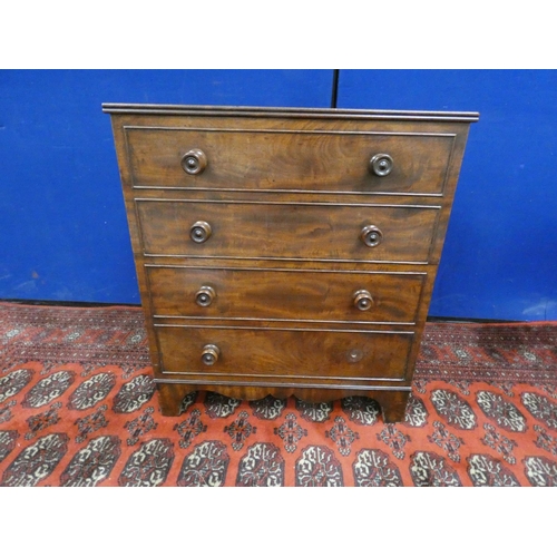 353 - 19th century mahogany commode in the form of a bow front chest of drawers, the lift up drawer facade... 