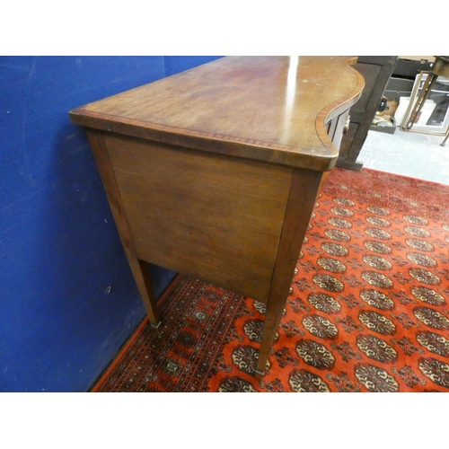 355 - 19th century inlaid mahogany sideboard, with small drawer, flanked with a deep cellarette drawer, in... 