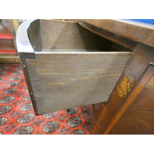 355 - 19th century inlaid mahogany sideboard, with small drawer, flanked with a deep cellarette drawer, in... 