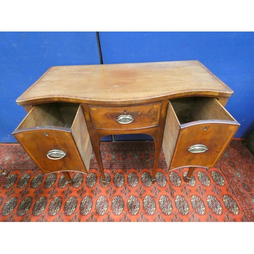 355 - 19th century inlaid mahogany sideboard, with small drawer, flanked with a deep cellarette drawer, in... 