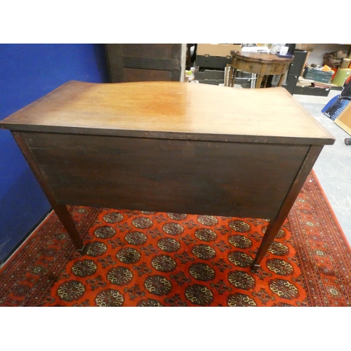 355 - 19th century inlaid mahogany sideboard, with small drawer, flanked with a deep cellarette drawer, in... 