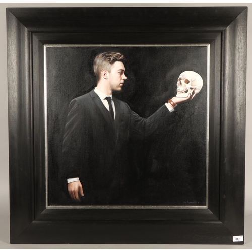 387 - Gerrard M Burns (Scottish born 1961) ARR, framed oil on canvas, signed lower right, Actor Looking At... 