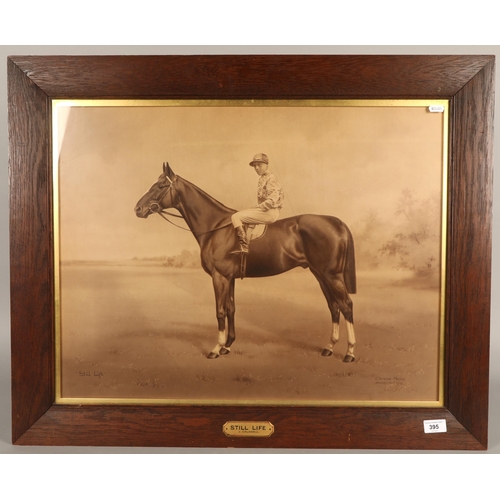 395 - J. Caldwell, 'Still Life' Clarence Harley Newmarket 1926, mixed media portrait of horse and jockey 5... 