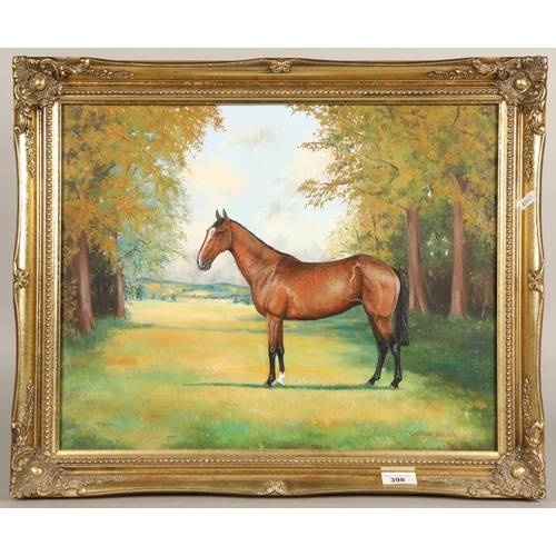 398 - Christine Skellett, portrait of a horse, oil on canvas, 39cm x 49cm