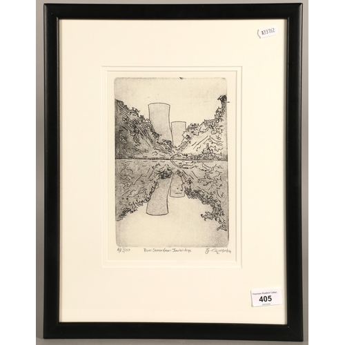 405 - Jenny Gunning, Power Station from Ironbridge, Artist's proof etching edition no. 3/150, pencil signe... 