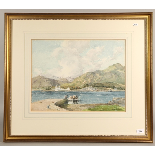 406 - Arthur A Cowan, Scottish School, loch scene, watercolour, signed lower right, 37cm x 49cm