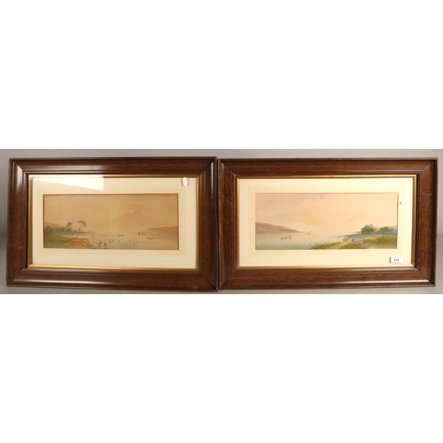 410 - Charles James Lewis (1830 - 1892), pair watercolours, loch scenes, 17.5cm x 44.5cm (40.5cm x 67.5cm)