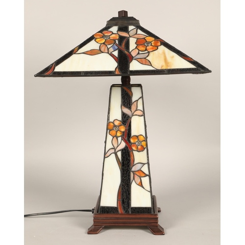 494 - Tiffany-style lamp and shade, 67cm high