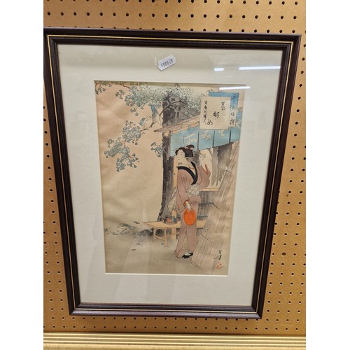 432 - Five Japanese prints to include warrior, flowers, etc (5)