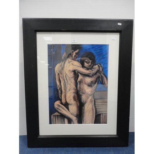 11 - Frank McFaddenTwo intertwined nude figuresSigned, pastel, 59cm x 45cm.
