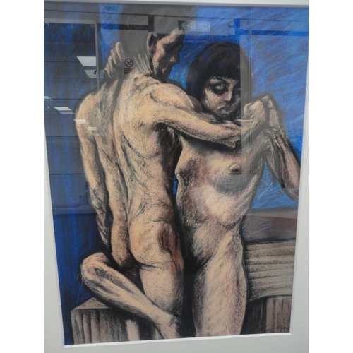 11 - Frank McFaddenTwo intertwined nude figuresSigned, pastel, 59cm x 45cm.