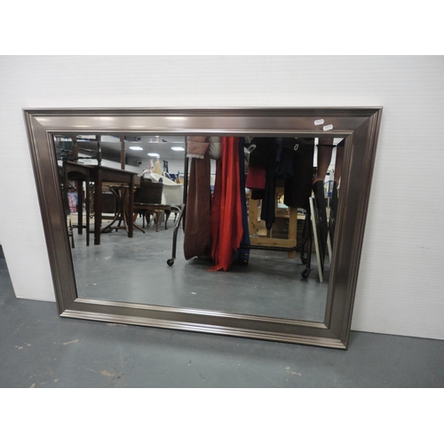 110 - Rectangular silver-framed mirror, framed print 'Coffee & Ice Cream', and another drawing.