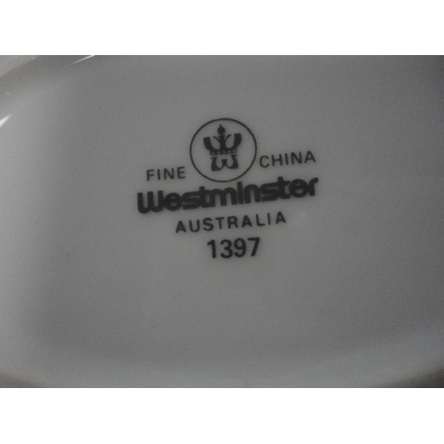 114 - Royal Doulton 'Fieldflower' pattern part dinner service and a Westminster ashet (one shelf).
